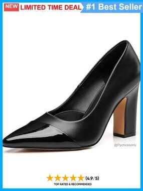 Women's Pointed Toe Block Heel Pumps Faux Leather Comfort Heels